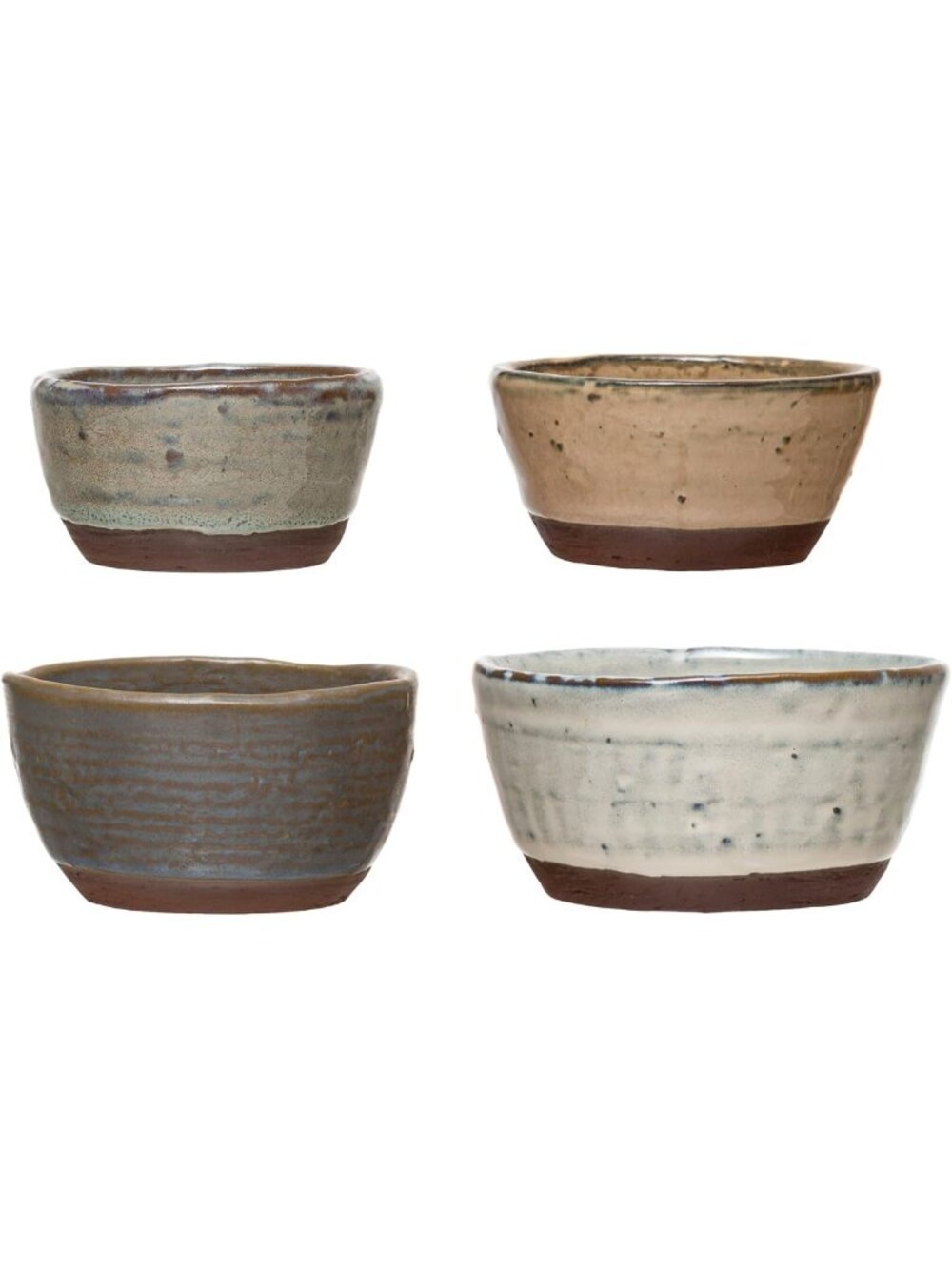 Set of 4 Stoneware Bowls with Reactive Glaze Finish - Stylish Kitchen Decor - Picture 4 of 9